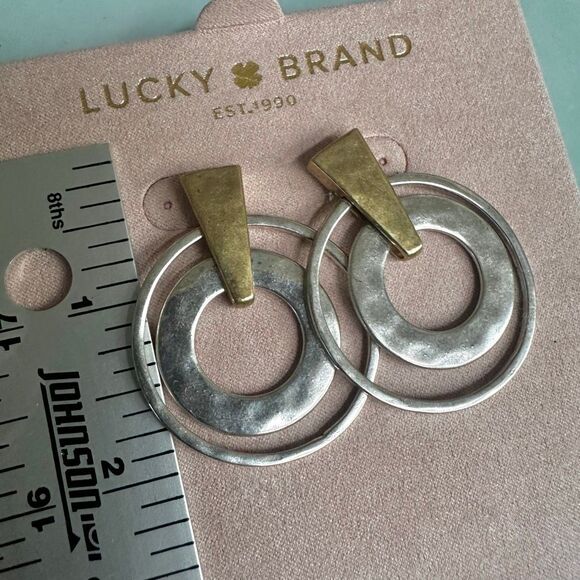 Lucky Brand Mixed Metal Geometric Hoop Earrings - Picture 5 of 9
